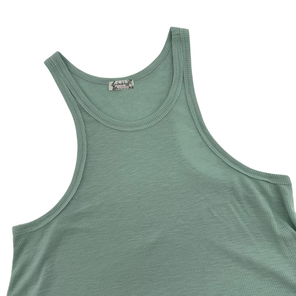 Intimately Free People Womens Sage Green Ribbed Scoop Neck Tank Top Size Medium